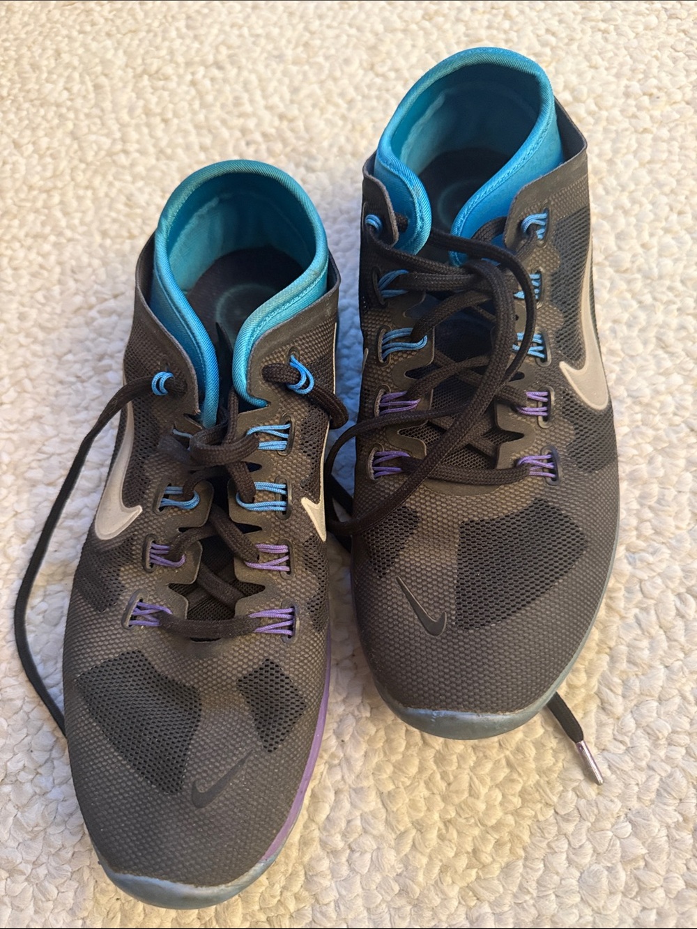 Nike Women’s Lunar Hyperworkout Athletic Sneakers with Teal and Purple Accents